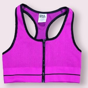 Love & Sports Seamless Zipper Sports Bra Pink